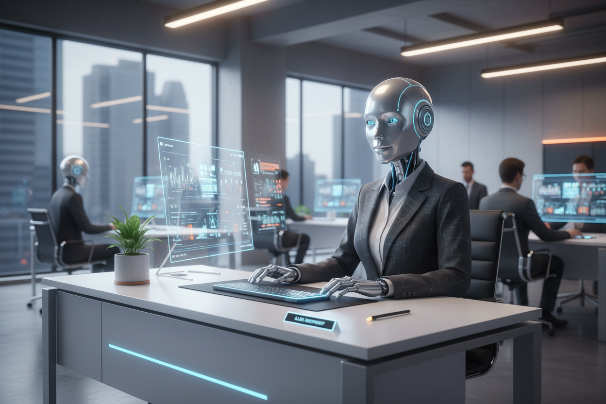 Ai Receptionist sitting at desk